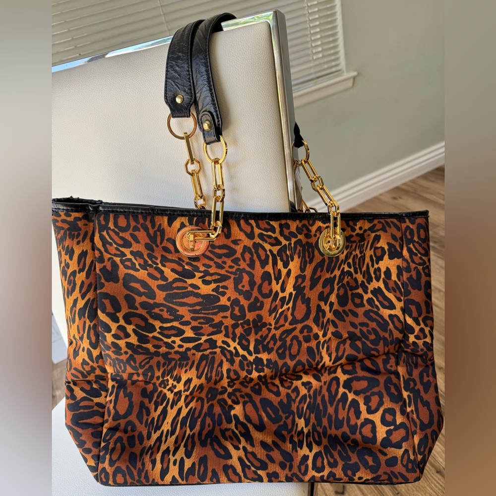 Leopard Print Tote with Gold Hardware